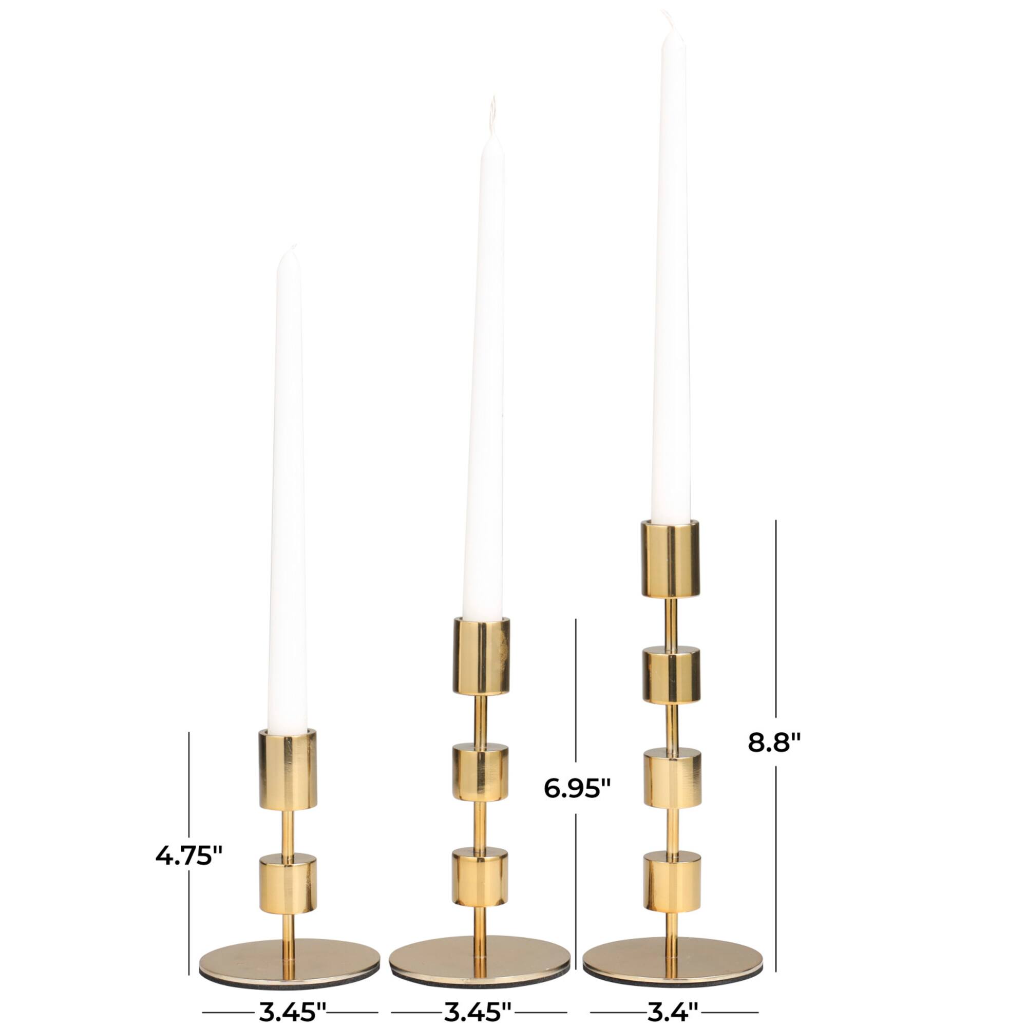 Gold Aluminum Floating Block Abstract Candle Holder with Rounded Base Set